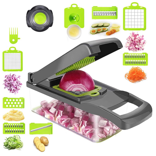 12-in-1 Multifunctional Vegetable Chopper and Slicer - Kitchen Mandoline with Container