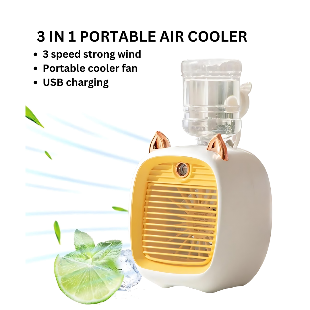 Fan - 3-in-1 Portable Air Cooler, Humidifier, and Fan with Water Tank