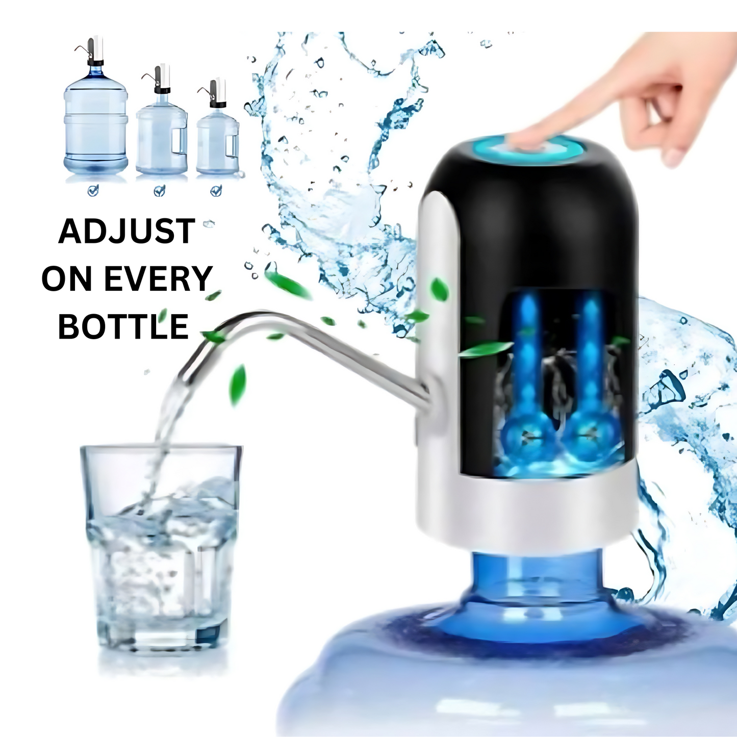 Water Pump Dispenser - USB Rechargeable, Adjustable for All Bottle Sizes