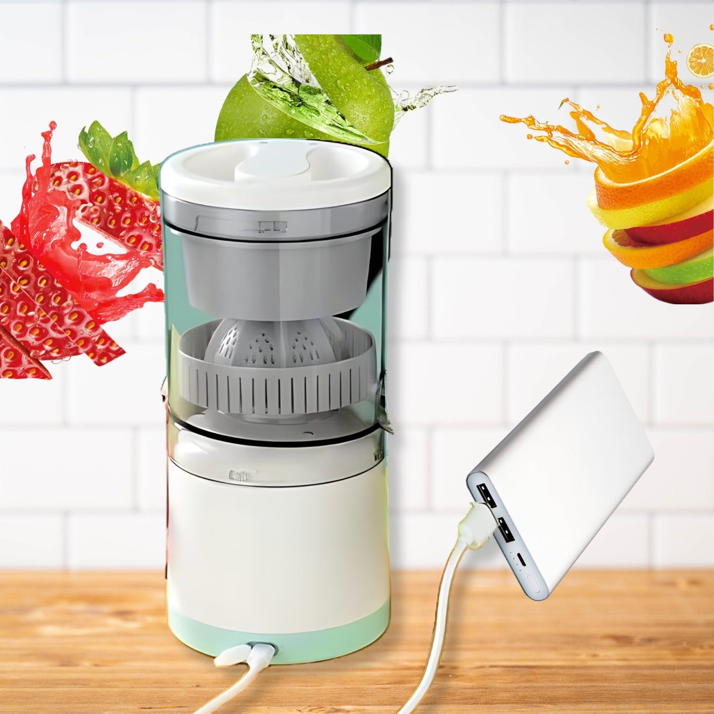 Portable Electric Citrus Juicer - USB Rechargeable Lemon Orange Squeezer with Juice Separator