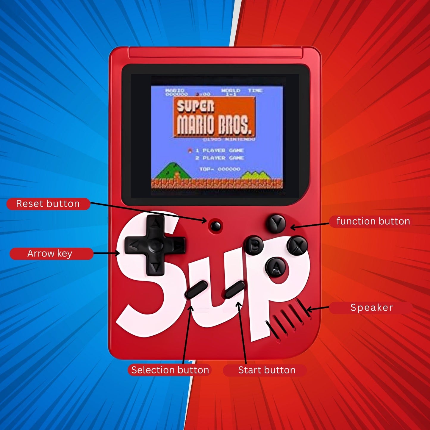 SUP 400-in-1 Retro Game Console with Built-in Games - Handheld Gaming Device